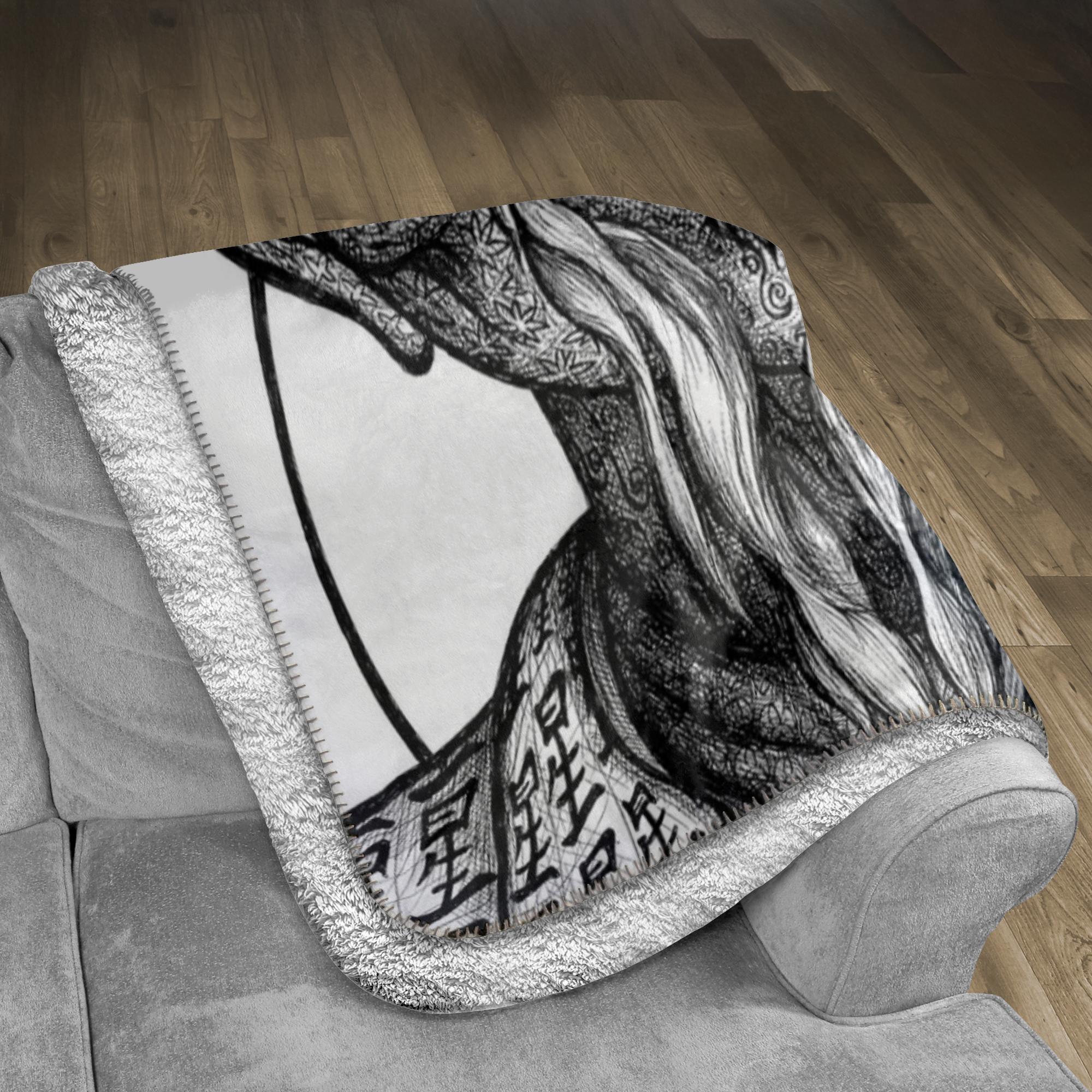 the-wisdom-keeper-of-patience-black-white-fleece-sherpa-blanket – Wisdom Keepers