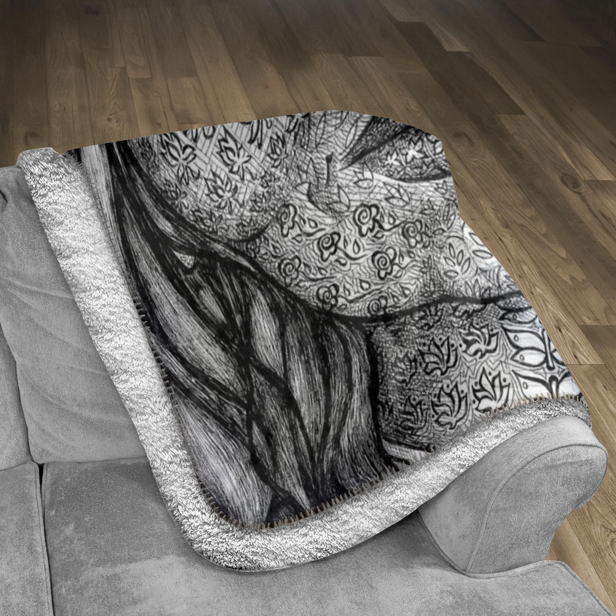the-wisdom-keeper-of-imagination-black-white-fleece-sherpa-blanket – Wisdom Keepers