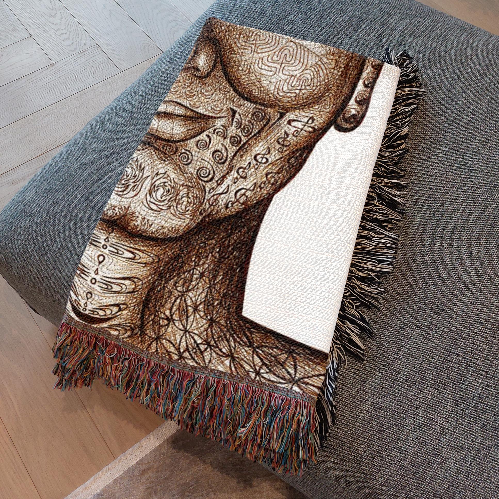 the-wisdom-keeper-of-non-attachment-celebration-brown-white-woven-blanket – Wisdom Keepers