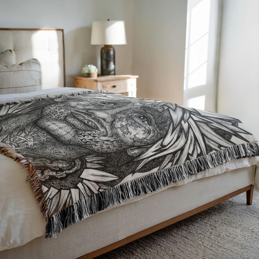 the-wisdom-keeper-of-vitality-black-white-woven-blanket – Wisdom Keepers