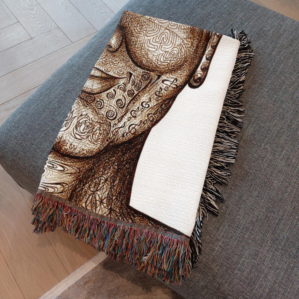 the-wisdom-keeper-of-non-attachment-celebration-brown-white-woven-blanket – Wisdom Keepers