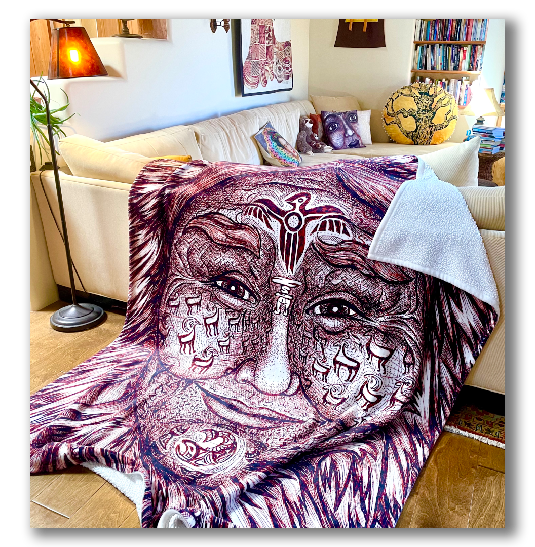 The Wisdom Keeper of Expansion & Superabundance (Brown/White – Fleece Sherpa Blanket)