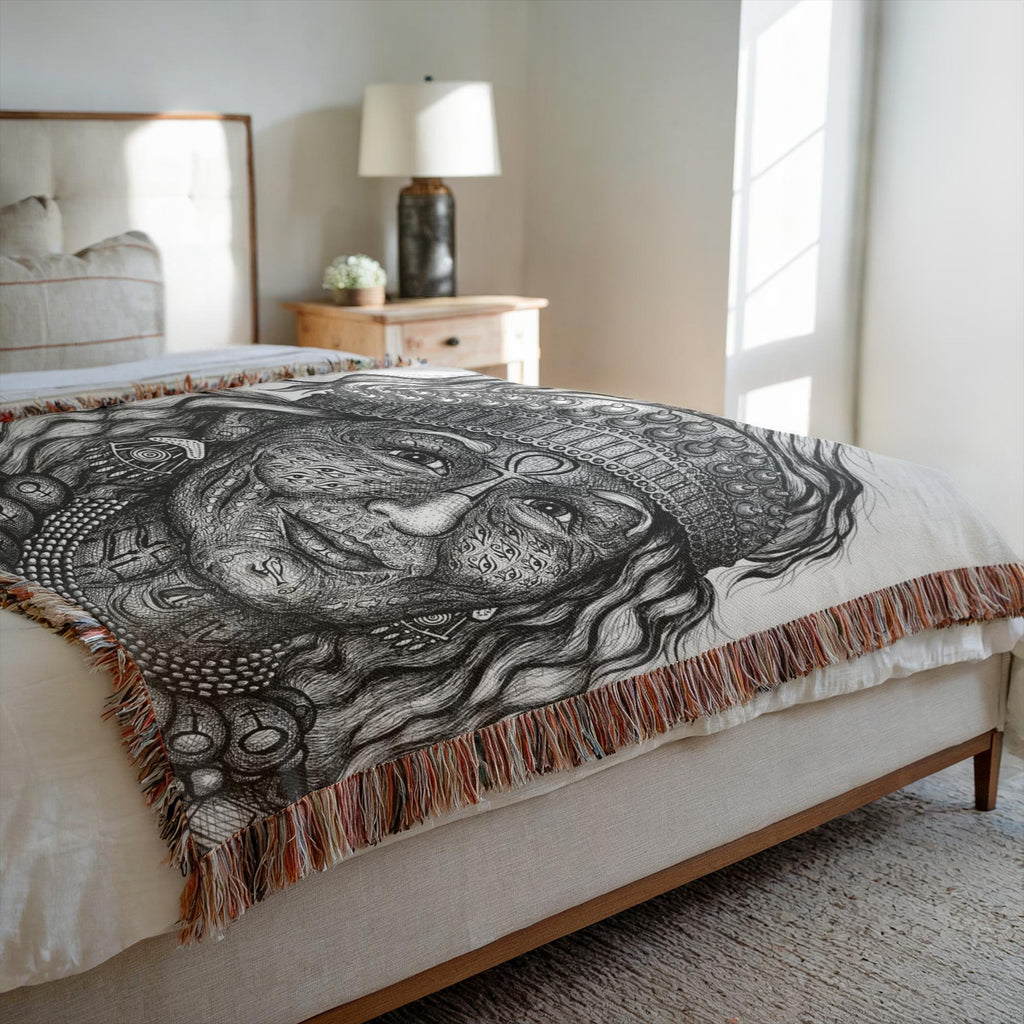 the-wisdom-keeper-of-anticipation-emanation-black-white-woven-blanket – Wisdom Keepers