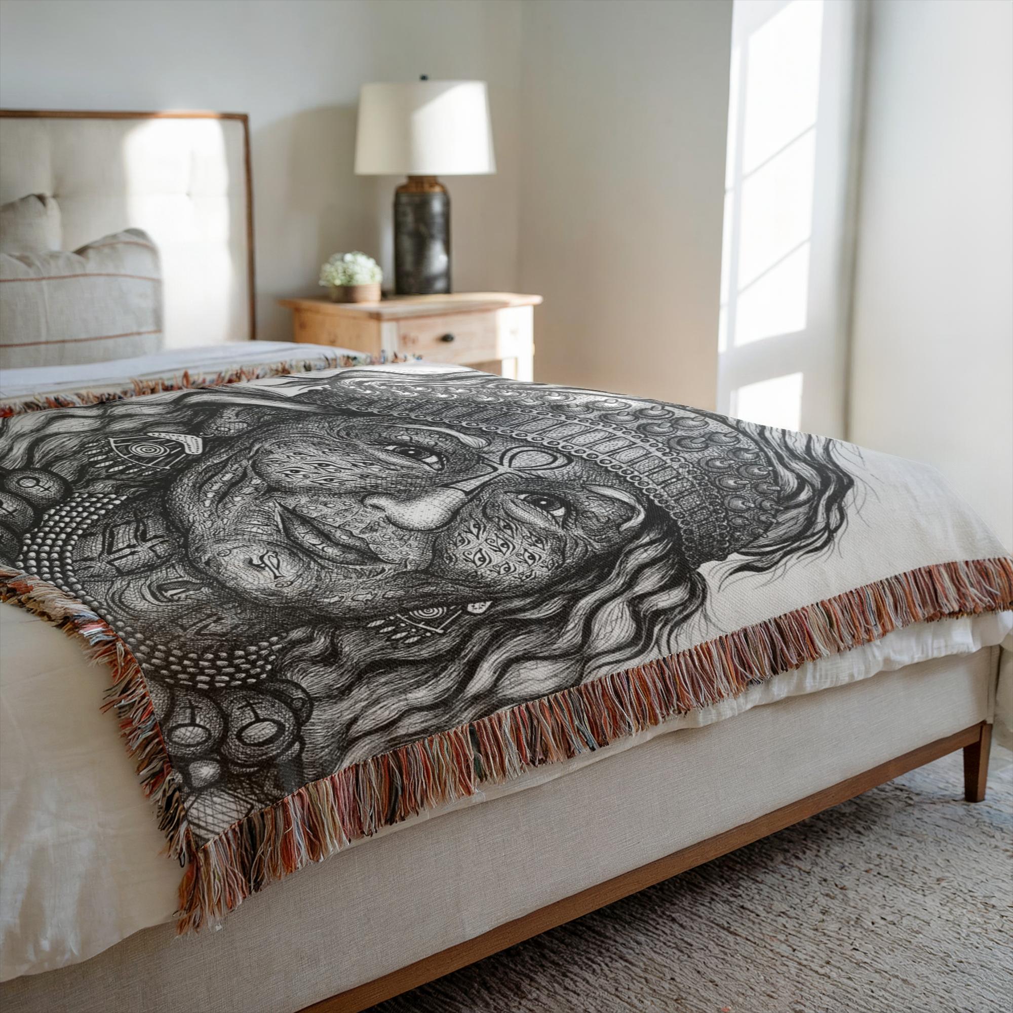 the-wisdom-keeper-of-anticipation-emanation-black-white-woven-blanket – Wisdom Keepers
