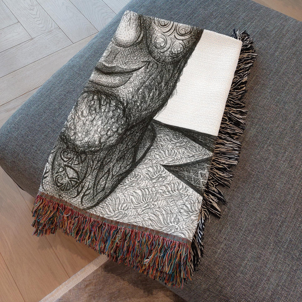 the-wisdom-keeper-of-stillness-black-white-woven-blanket – Wisdom Keepers