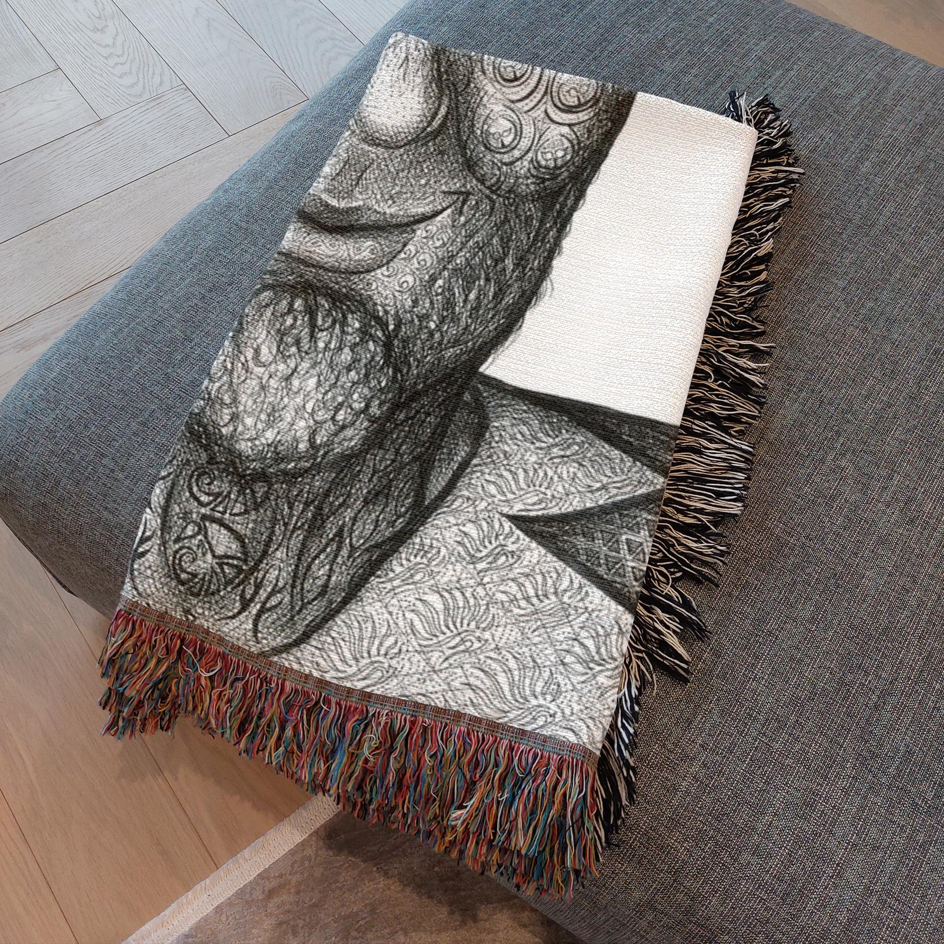 the-wisdom-keeper-of-stillness-black-white-woven-blanket – Wisdom Keepers