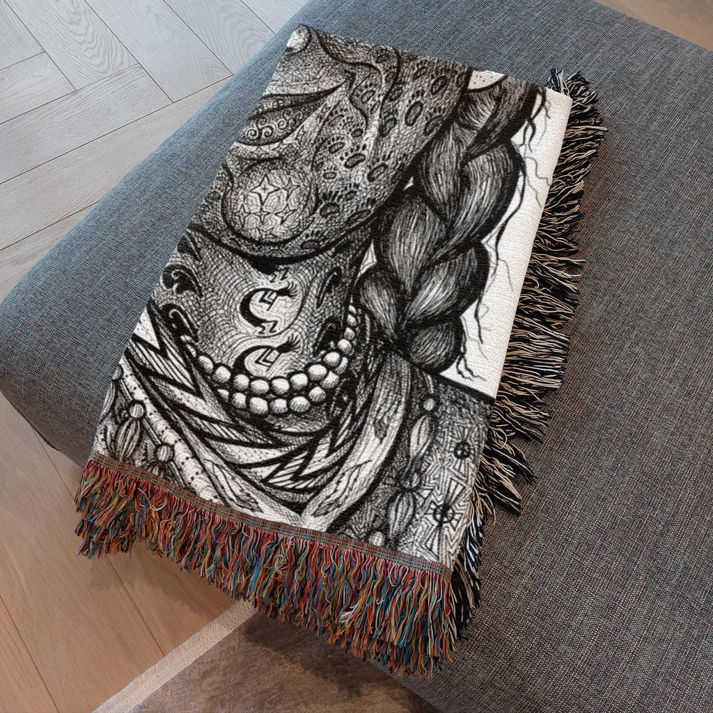 the-wisdom-keeper-of-altruism-black-white-woven-blanket – Wisdom Keepers