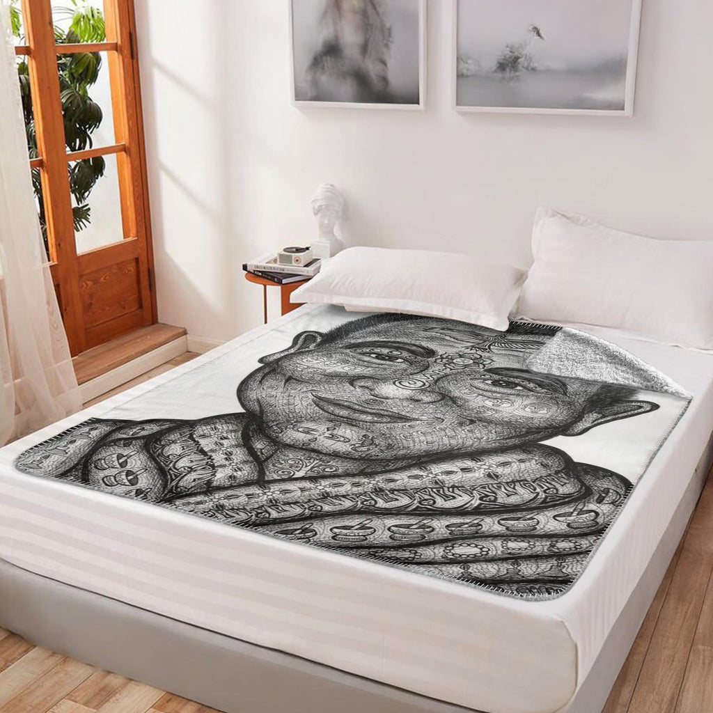 the-wisdom-keeper-of-mindfulness-black-white-fleece-sherpa-blanket – Wisdom Keepers