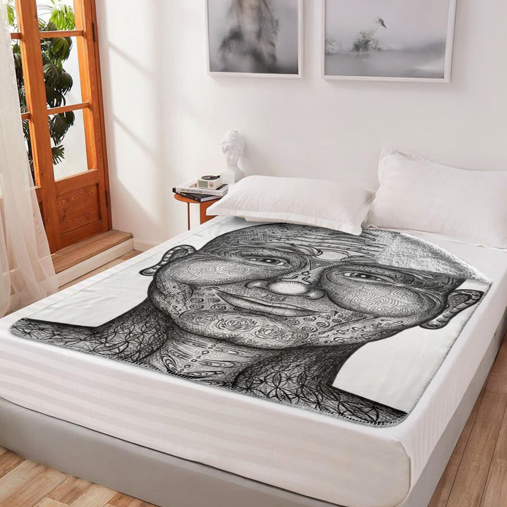 the-wisdom-keeper-of-non-attachment-celebration-black-white-fleece-sherpa-blanket – Wisdom Keepers