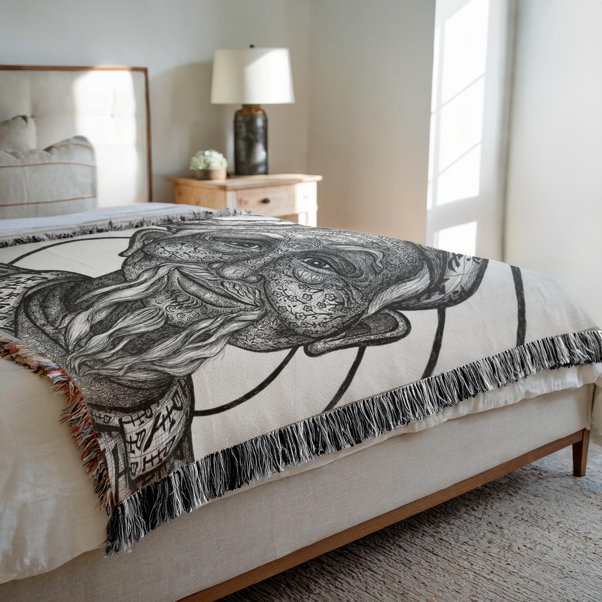 the-wisdom-keeper-of-patience-black-white-woven-blanket – Wisdom Keepers