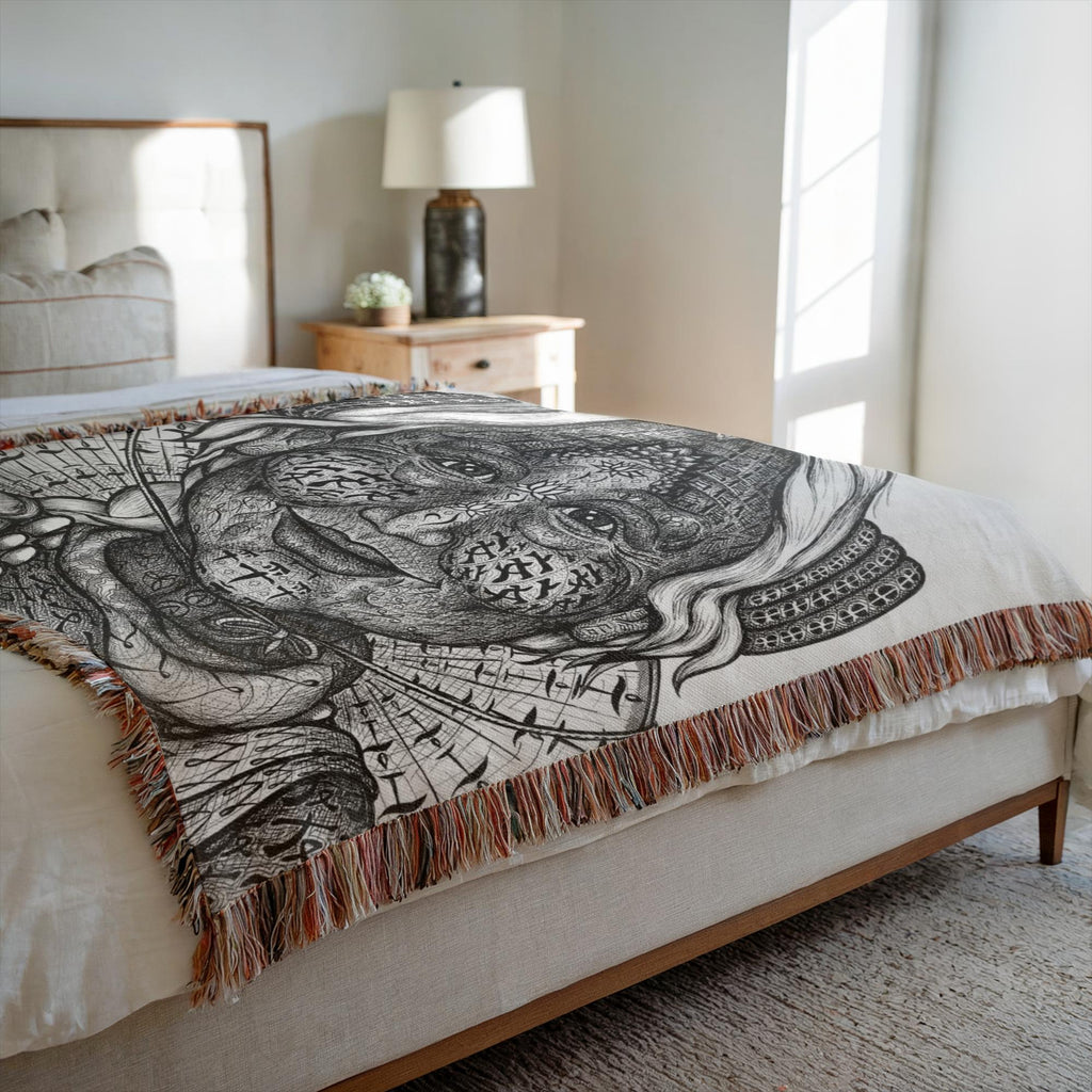 the-wisdom-keeper-of-inspiration-black-white-woven-blanket – Wisdom Keepers