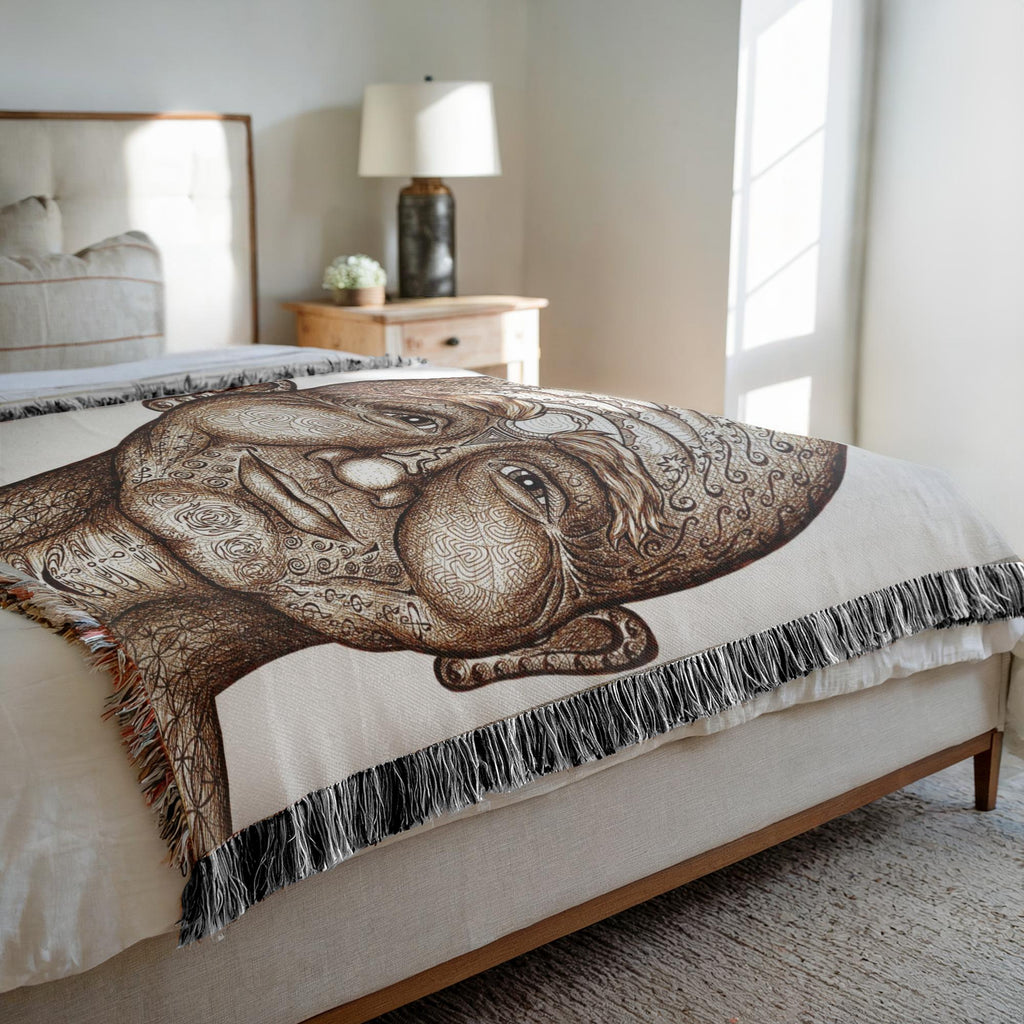 the-wisdom-keeper-of-non-attachment-celebration-brown-white-woven-blanket – Wisdom Keepers