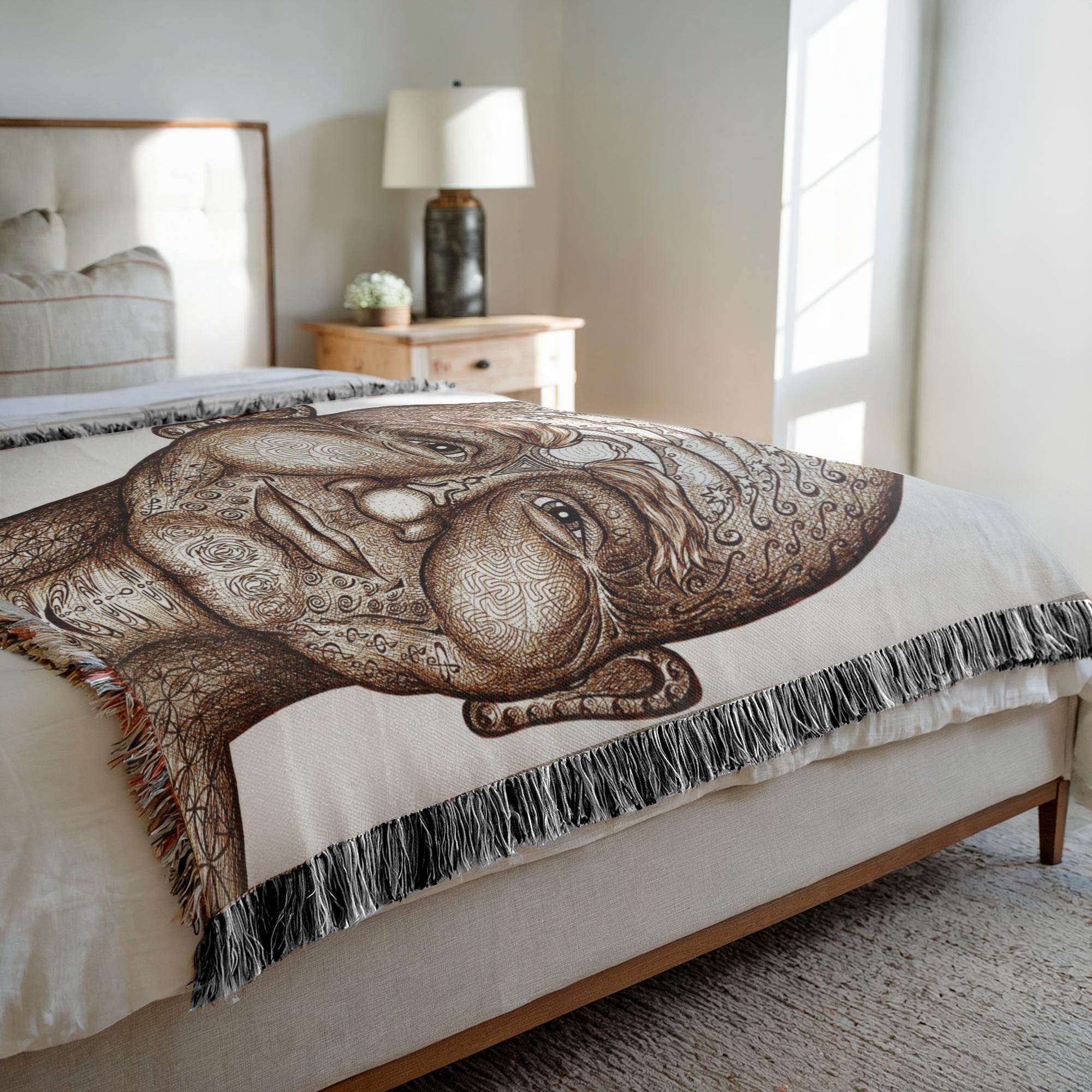the-wisdom-keeper-of-non-attachment-celebration-brown-white-woven-blanket – Wisdom Keepers