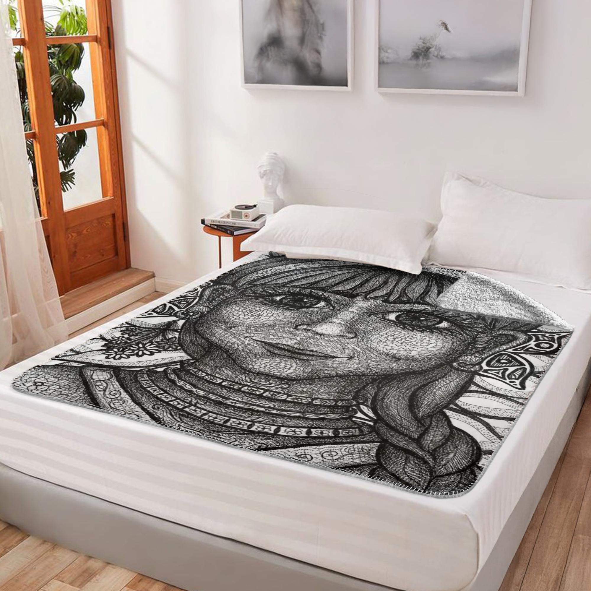 the-wisdom-keeper-of-innovation-innocence-black-white-fleece-sherpa-blanket – Wisdom Keepers