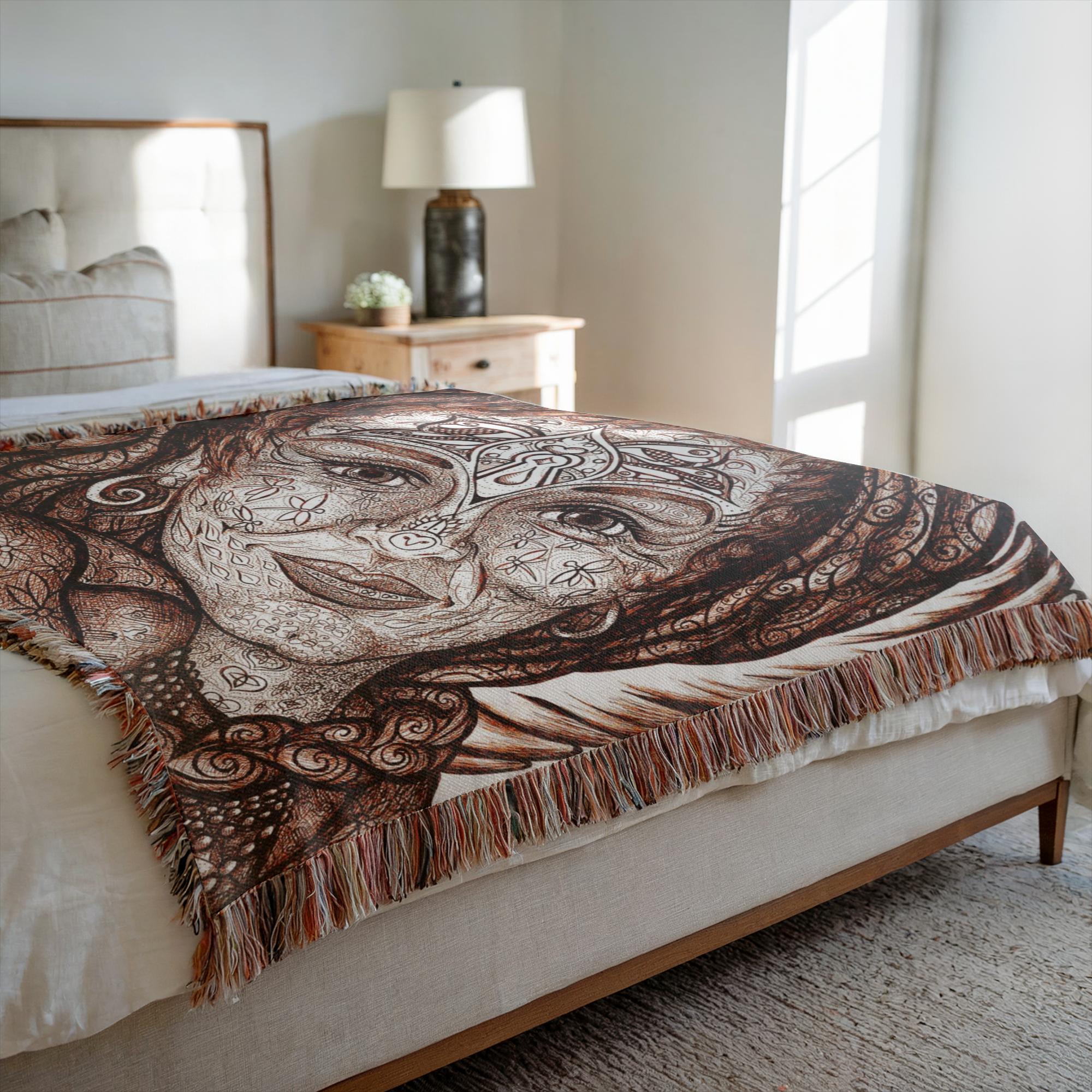 the-wisdom-keeper-of-peaceful-revolution-brown-white-woven-blanket – Wisdom Keepers