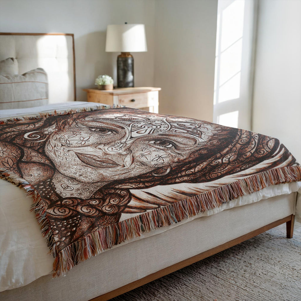 the-wisdom-keeper-of-peaceful-revolution-brown-white-woven-blanket – Wisdom Keepers