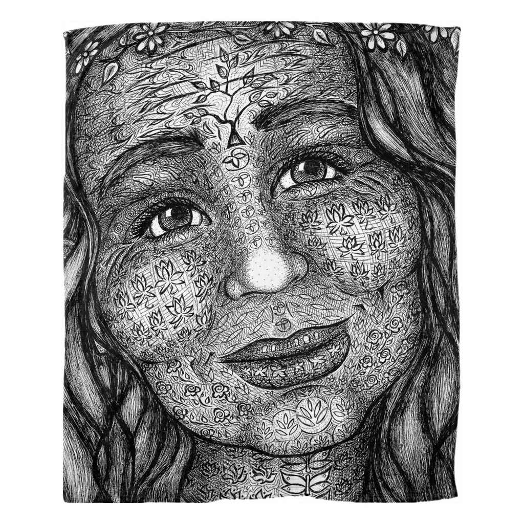 the-wisdom-keeper-of-imagination-black-white-fleece-blanket – Wisdom Keepers