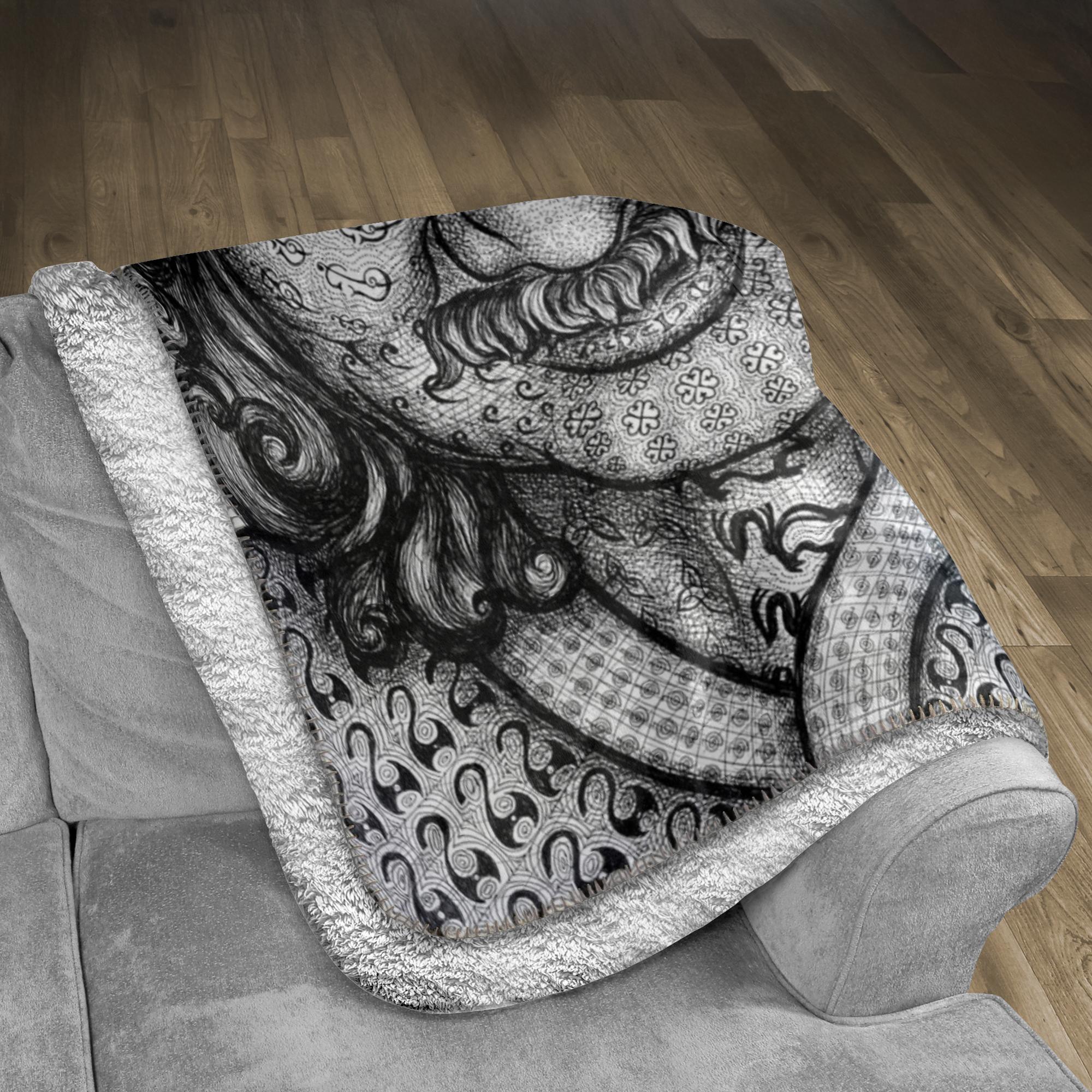the-wisdom-keeper-of-self-assurance-black-white-fleece-sherpa-blanket – Wisdom Keepers