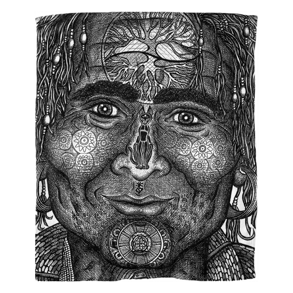 the-wisdom-keeper-of-resolve-black-white-fleece-blanket – Wisdom Keepers