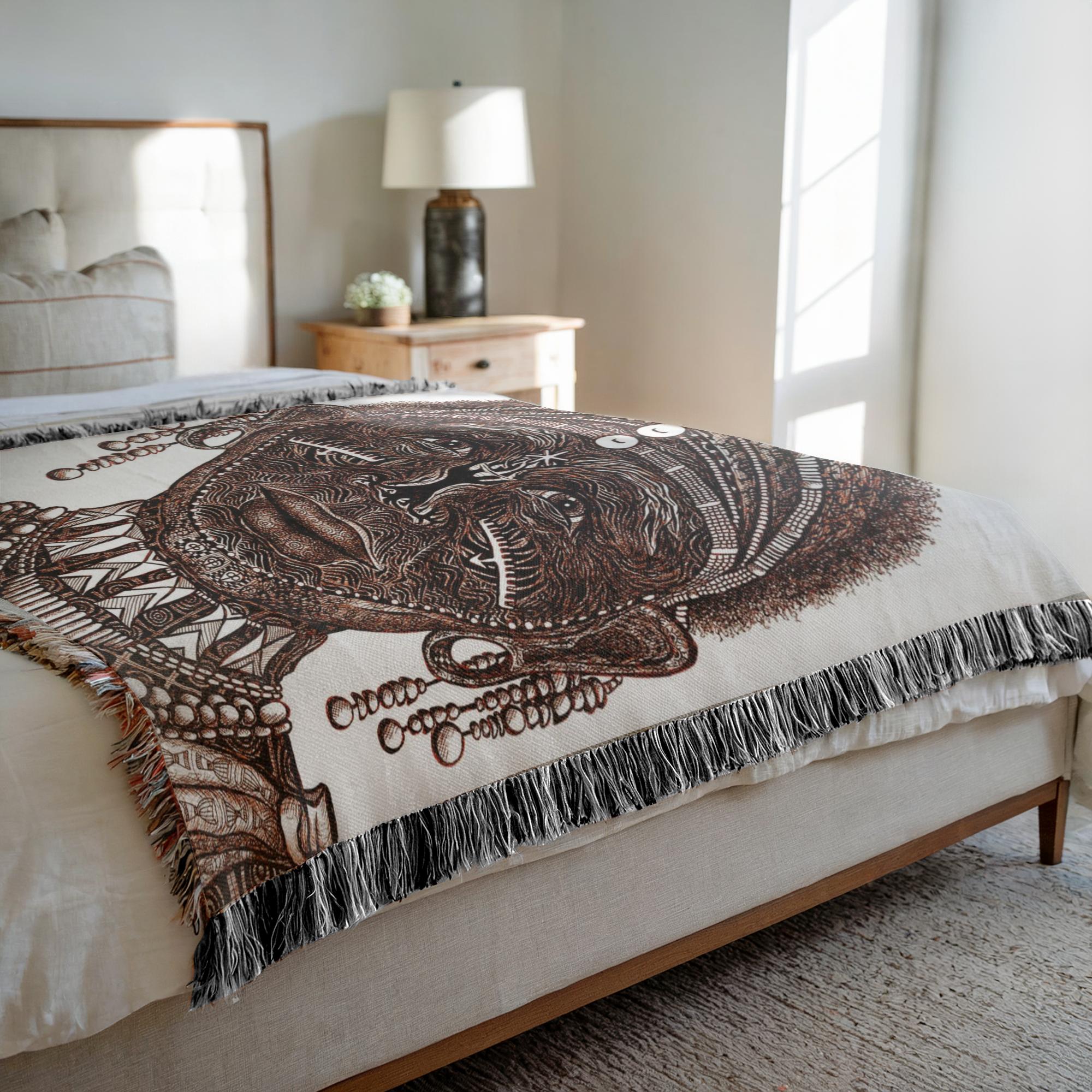 the-wisdom-keeper-of-perseverance-brown-white-woven-blanket – Wisdom Keepers