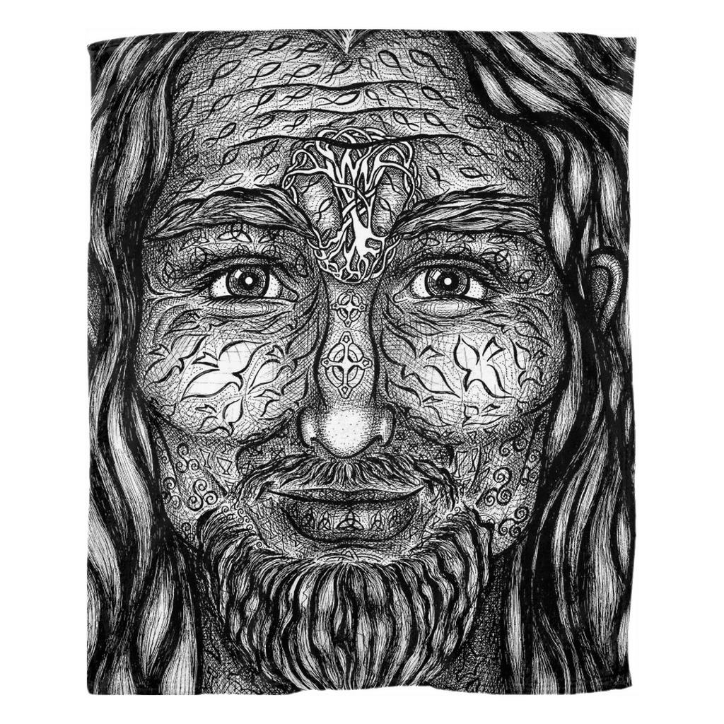 the-wisdom-keeper-of-authority-black-white-fleece-blanket – Wisdom Keepers