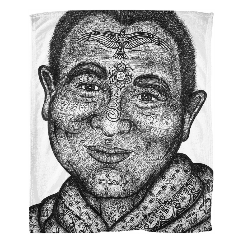the-wisdom-keeper-of-mindfulness-black-white-fleece-blanket – Wisdom Keepers