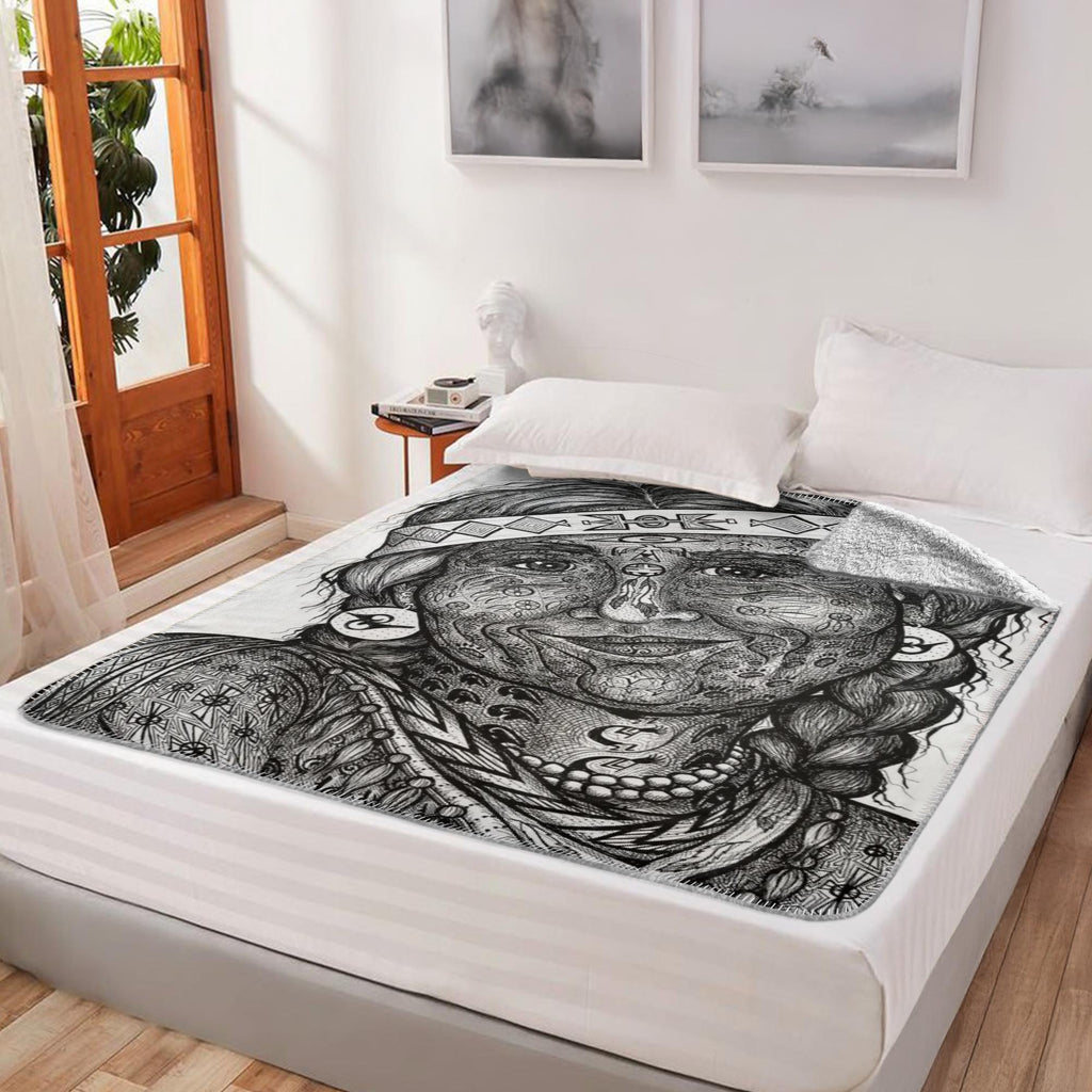the-wisdom-keeper-of-altruism-black-white-fleece-sherpa-blanket – Wisdom Keepers