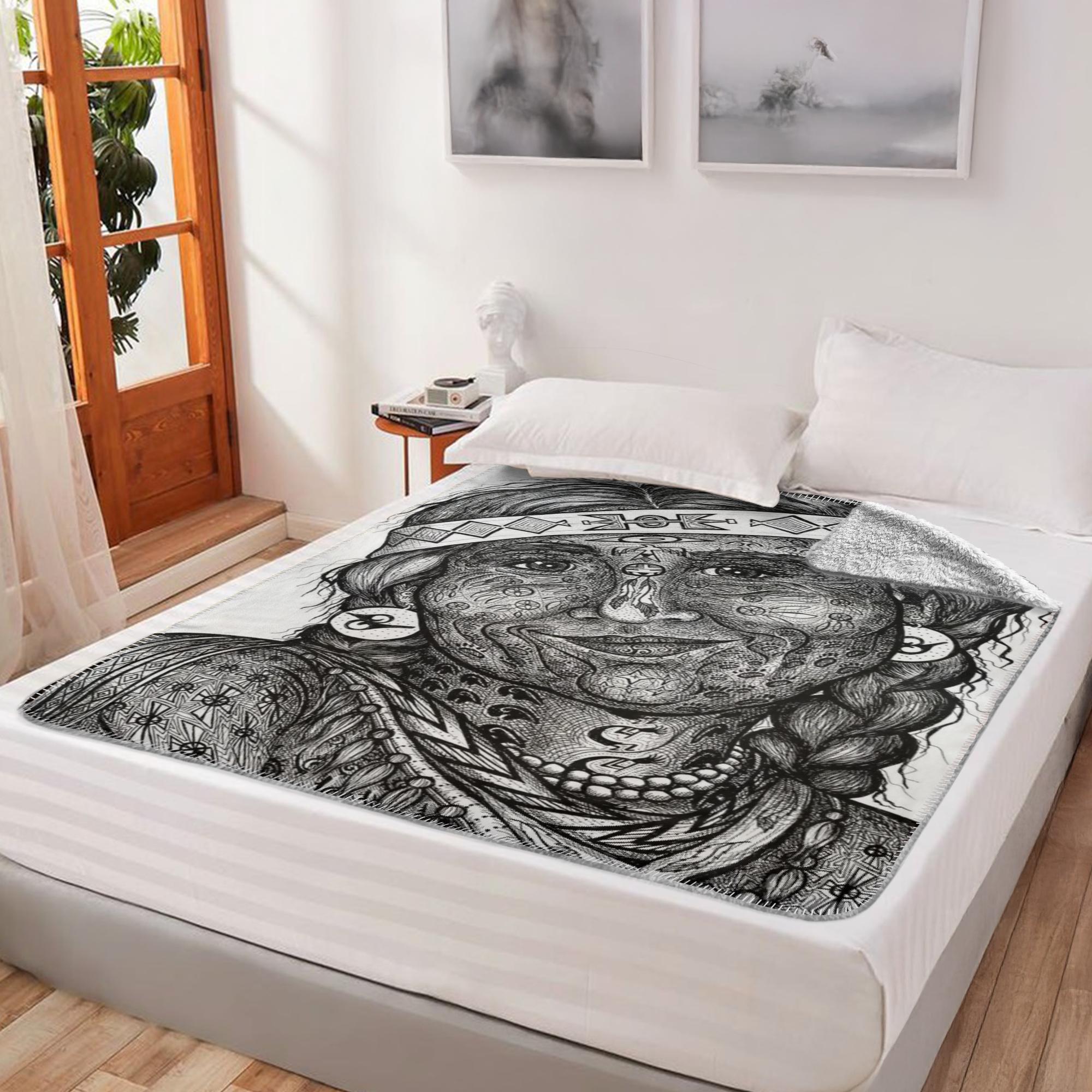 the-wisdom-keeper-of-altruism-black-white-fleece-sherpa-blanket – Wisdom Keepers