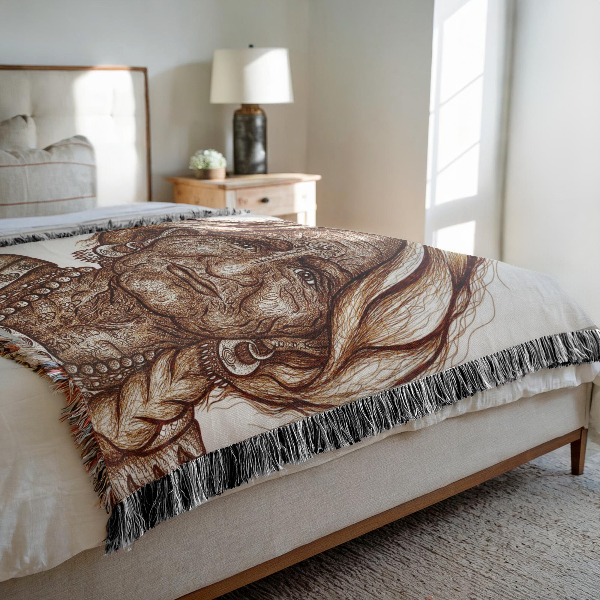 WK7_Brown_White_Woven_Blanket_60x80