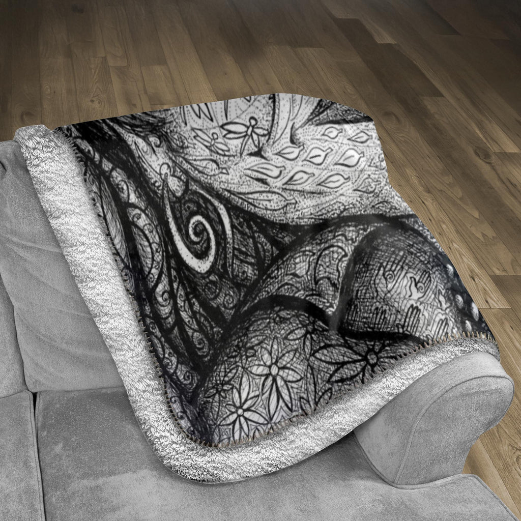 the-wisdom-keeper-of-peaceful-revolution-black-white-fleece-sherpa-blanket – Wisdom Keepers