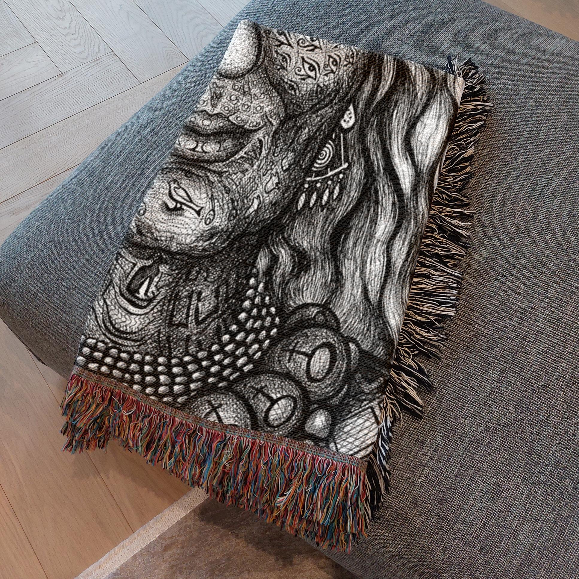 the-wisdom-keeper-of-anticipation-emanation-black-white-woven-blanket – Wisdom Keepers