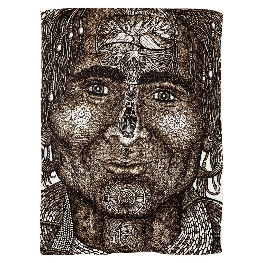 the-wisdom-keeper-of-resolve-brown-white-fleece-blanket – Wisdom Keepers