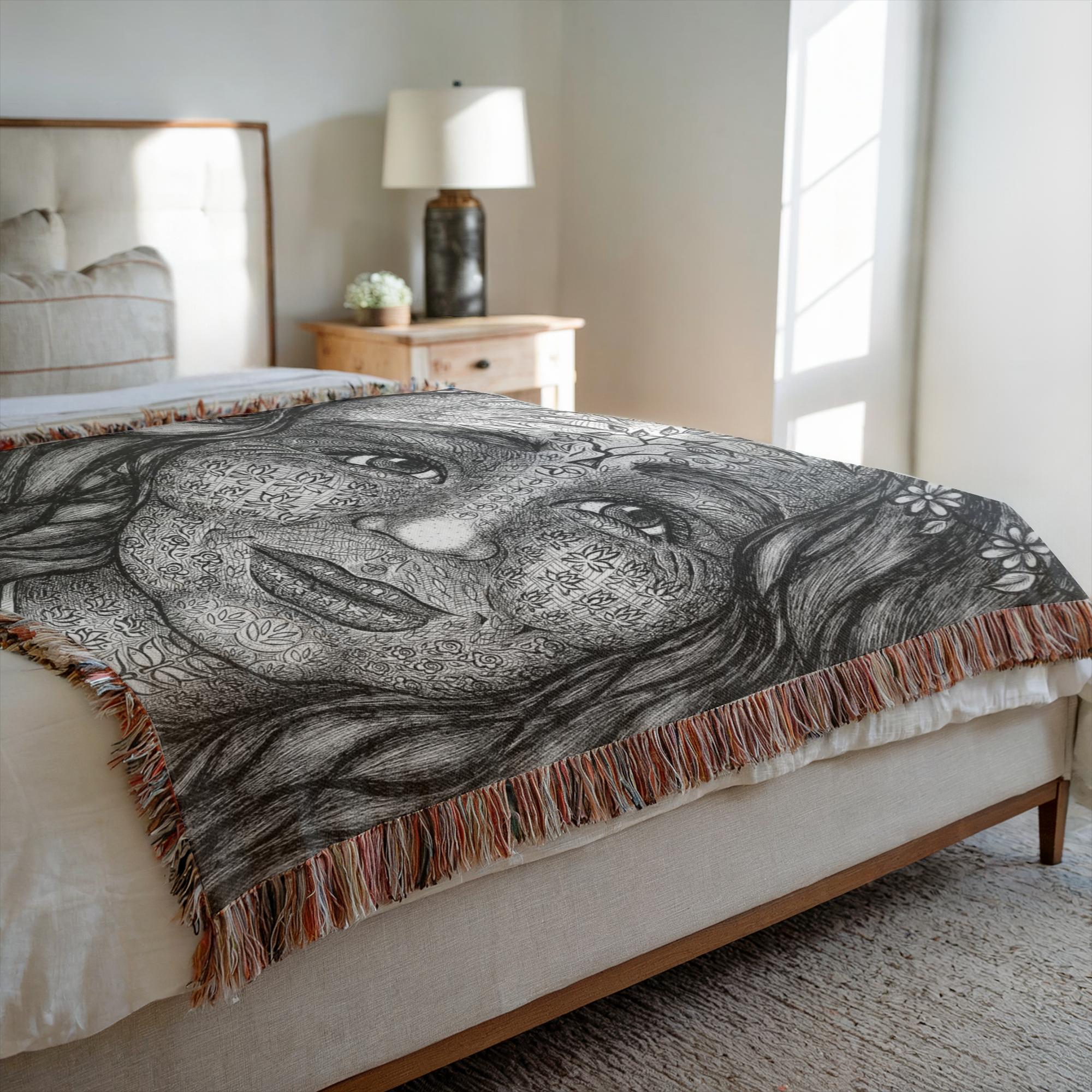 the-wisdom-keeper-of-imagination-black-white-woven-blanket – Wisdom Keepers
