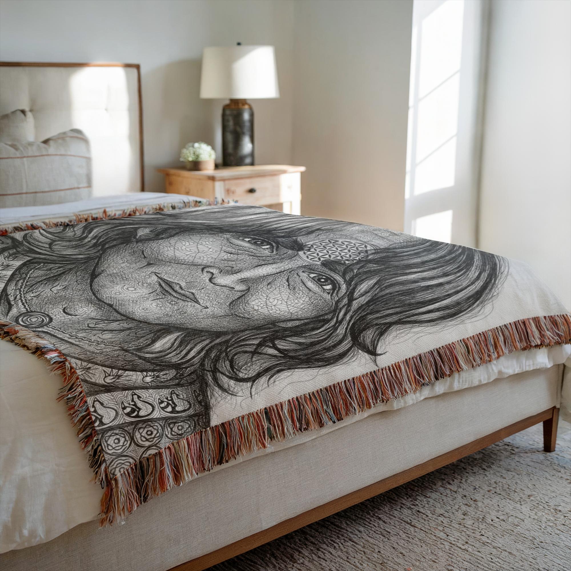 the-wisdom-keeper-of-equilibrium-harmony-black-white-woven-blanket – Wisdom Keepers