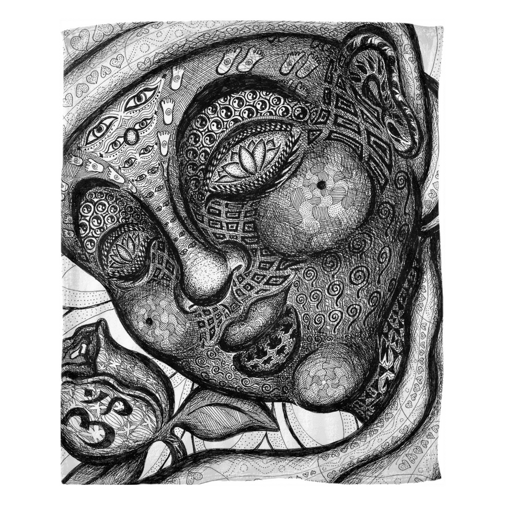 the-wisdom-keeper-of-totality-black-white-fleece-blanket – Wisdom Keepers
