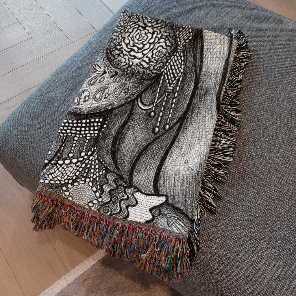the-wisdom-keeper-of-empathy-black-white-woven-blanket – Wisdom Keepers