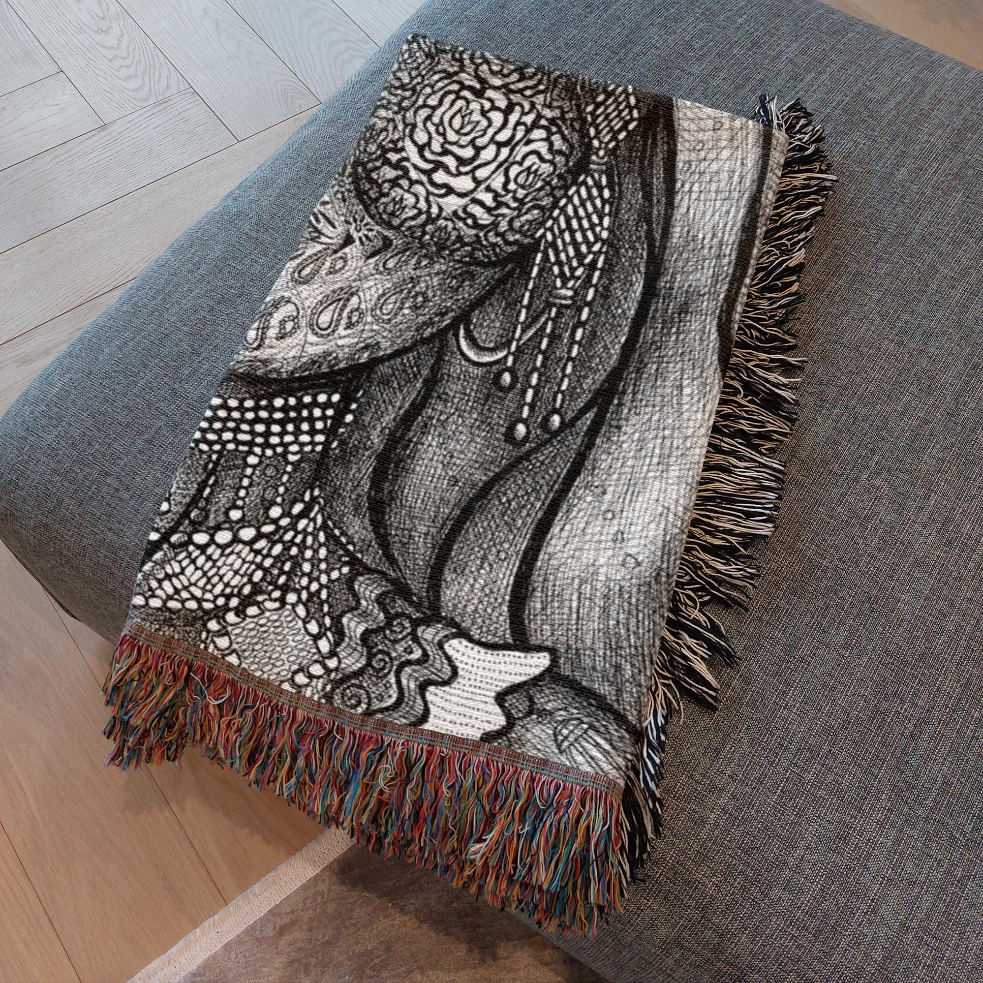 the-wisdom-keeper-of-empathy-black-white-woven-blanket – Wisdom Keepers