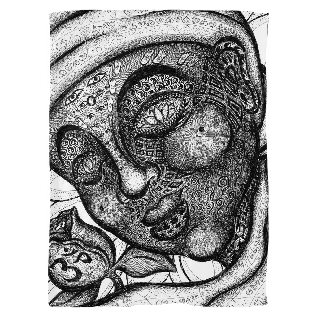 the-wisdom-keeper-of-totality-black-white-fleece-blanket – Wisdom Keepers