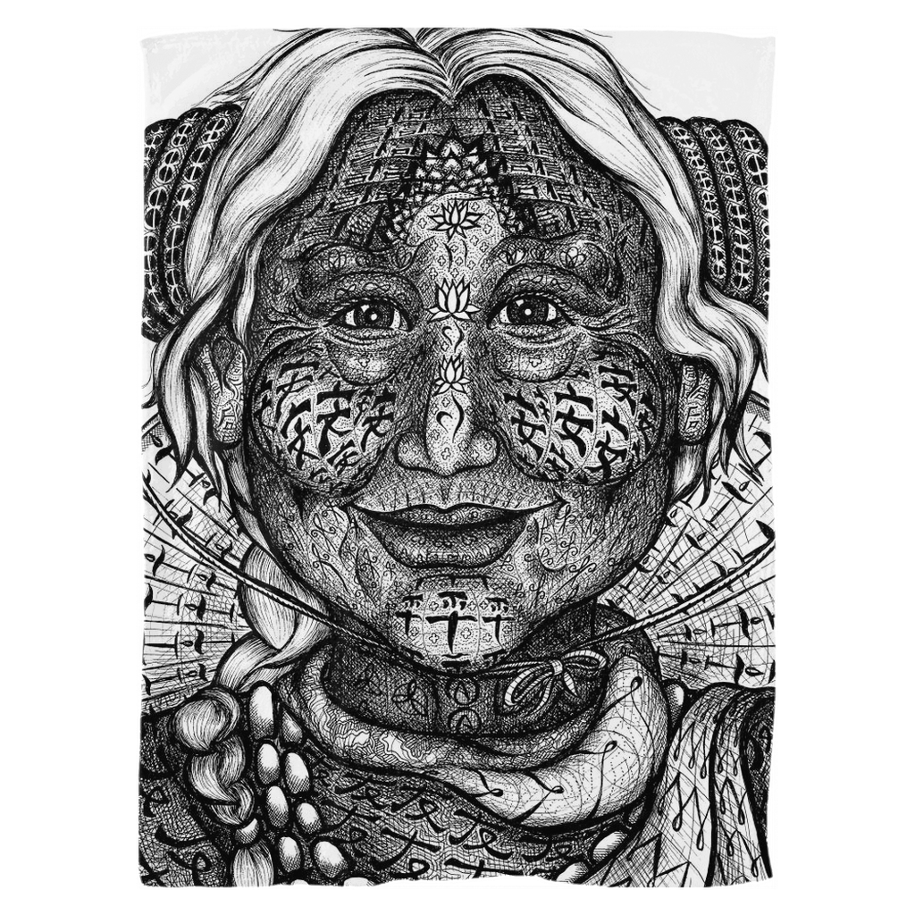 the-wisdom-keeper-of-inspiration-black-white-fleece-blanket – Wisdom Keepers