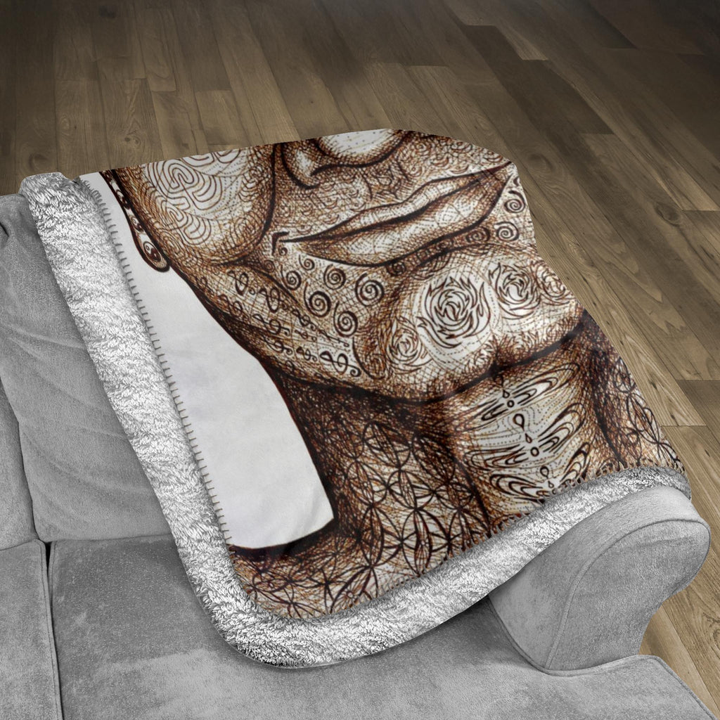 the-wisdom-keeper-of-non-attachment-celebration-brown-white-fleece-sherpa-blanket – Wisdom Keepers
