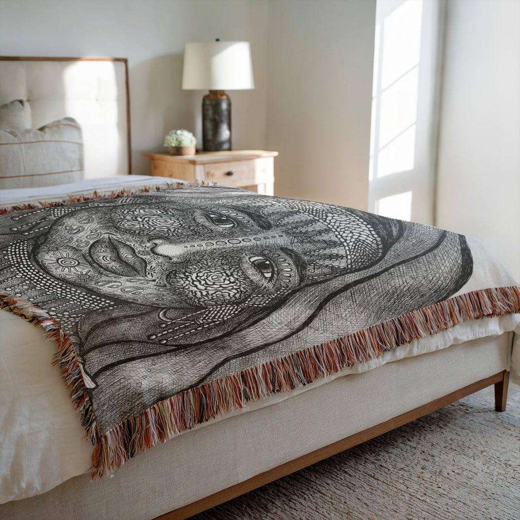 the-wisdom-keeper-of-empathy-black-white-woven-blanket – Wisdom Keepers