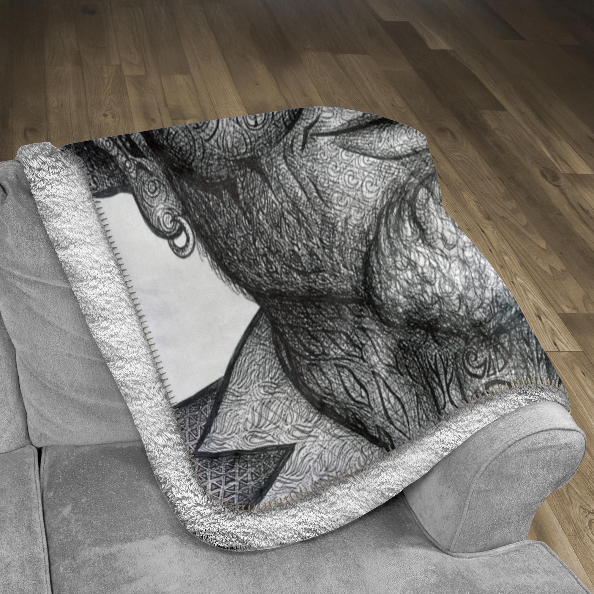 the-wisdom-keeper-of-stillness-black-white-fleece-sherpa-blanket – Wisdom Keepers
