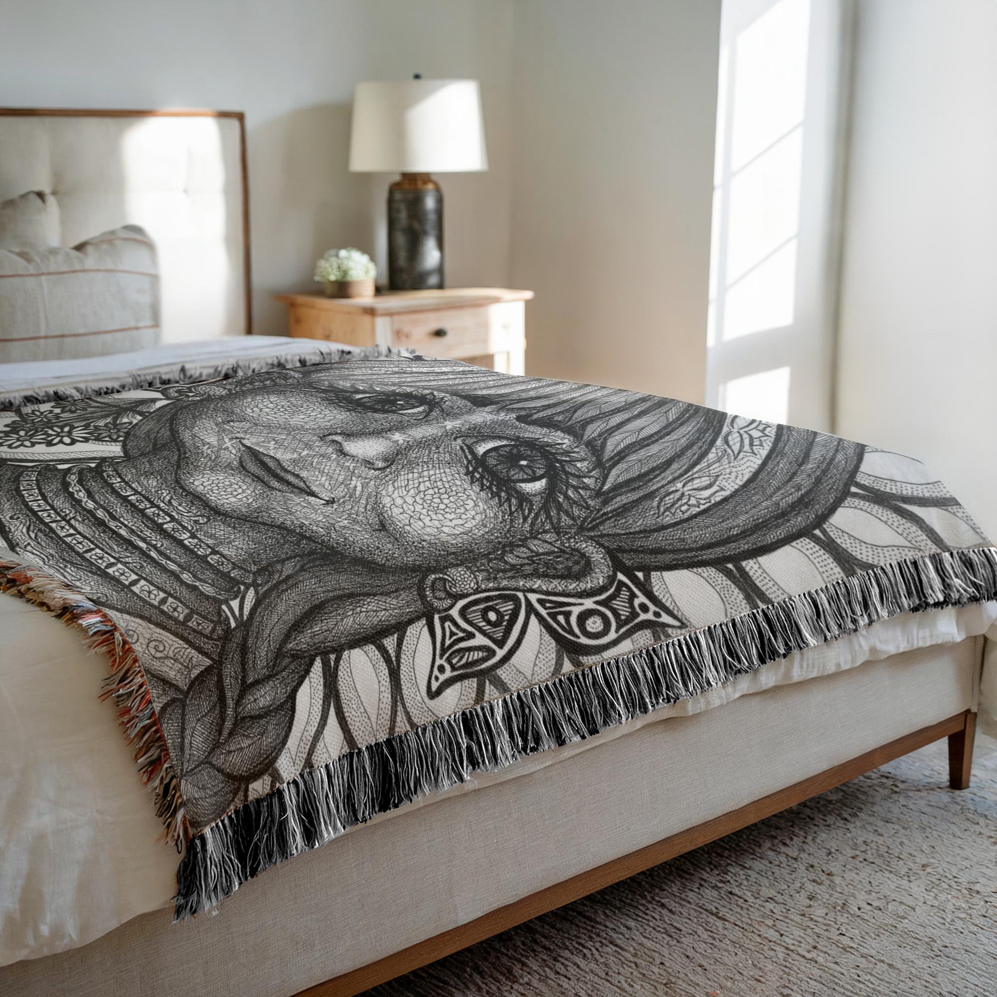 the-wisdom-keeper-of-innovation-innocence-black-white-woven-blanket – Wisdom Keepers