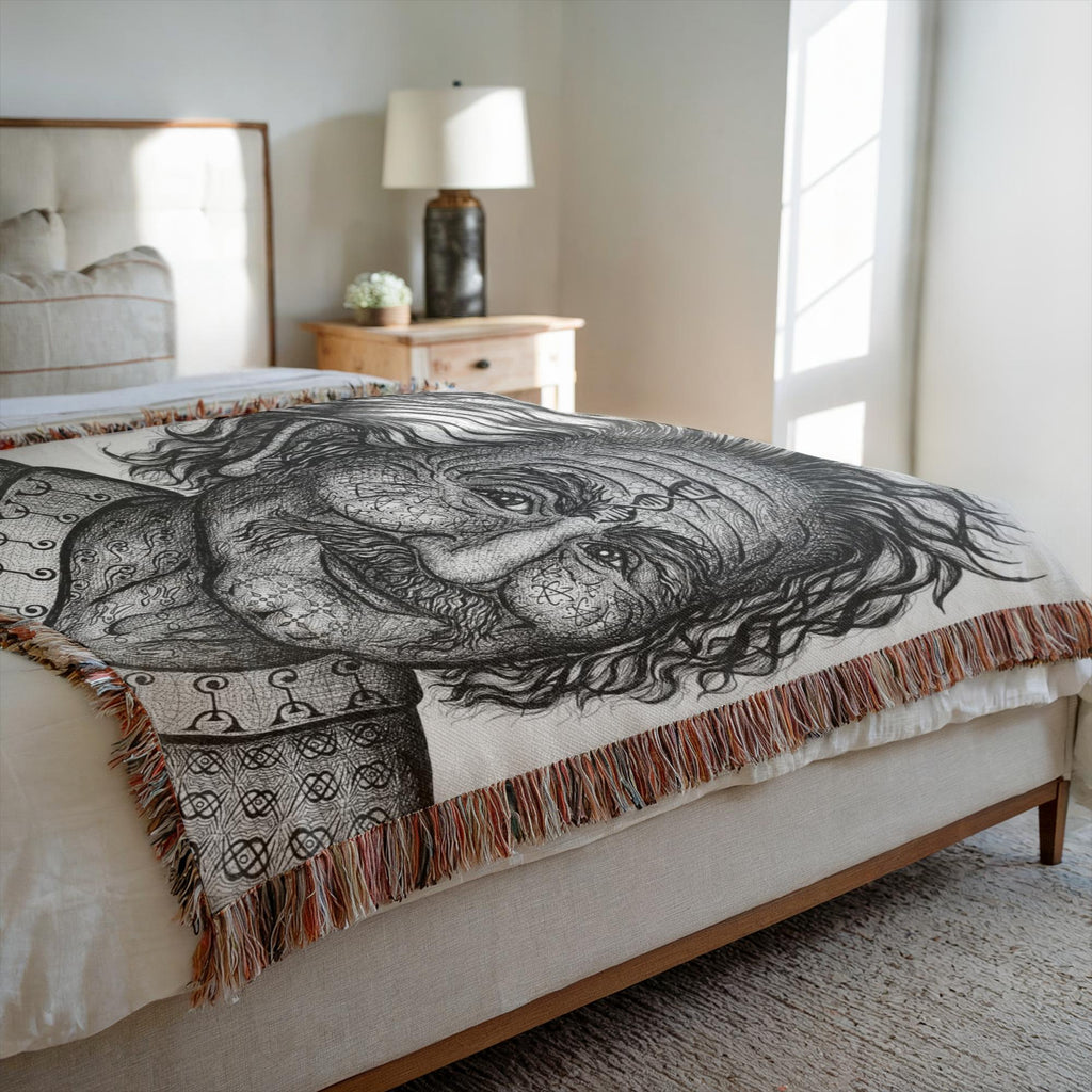 the-wisdom-keeper-of-invention-black-white-woven-blanket – Wisdom Keepers