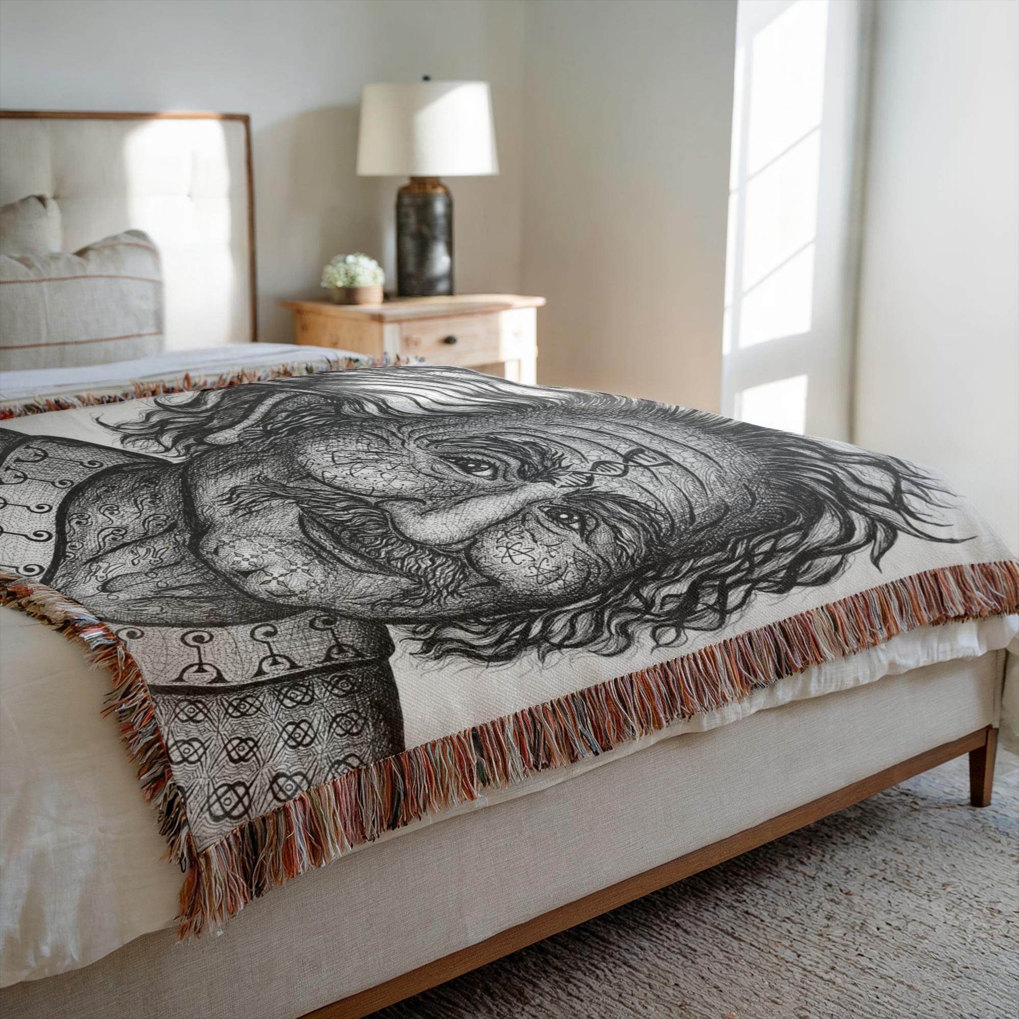 the-wisdom-keeper-of-invention-black-white-woven-blanket – Wisdom Keepers