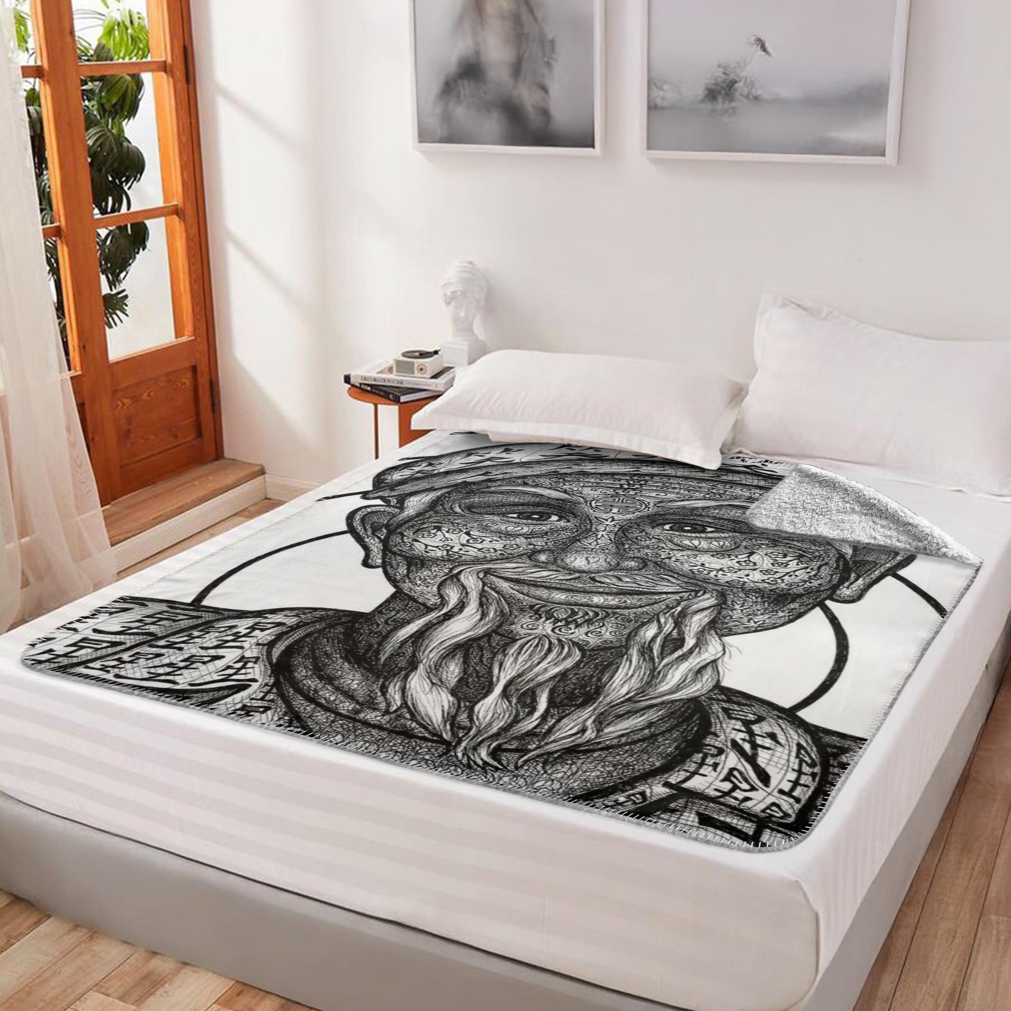 the-wisdom-keeper-of-patience-black-white-fleece-sherpa-blanket – Wisdom Keepers