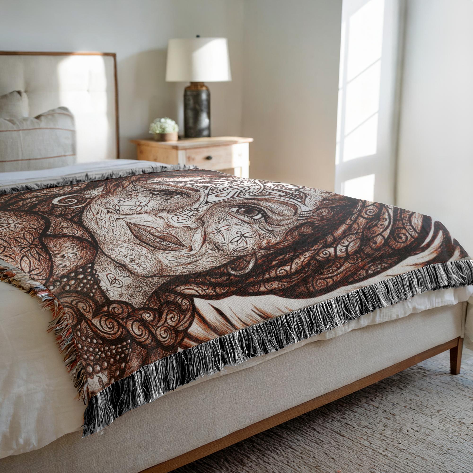 the-wisdom-keeper-of-peaceful-revolution-brown-white-woven-blanket – Wisdom Keepers