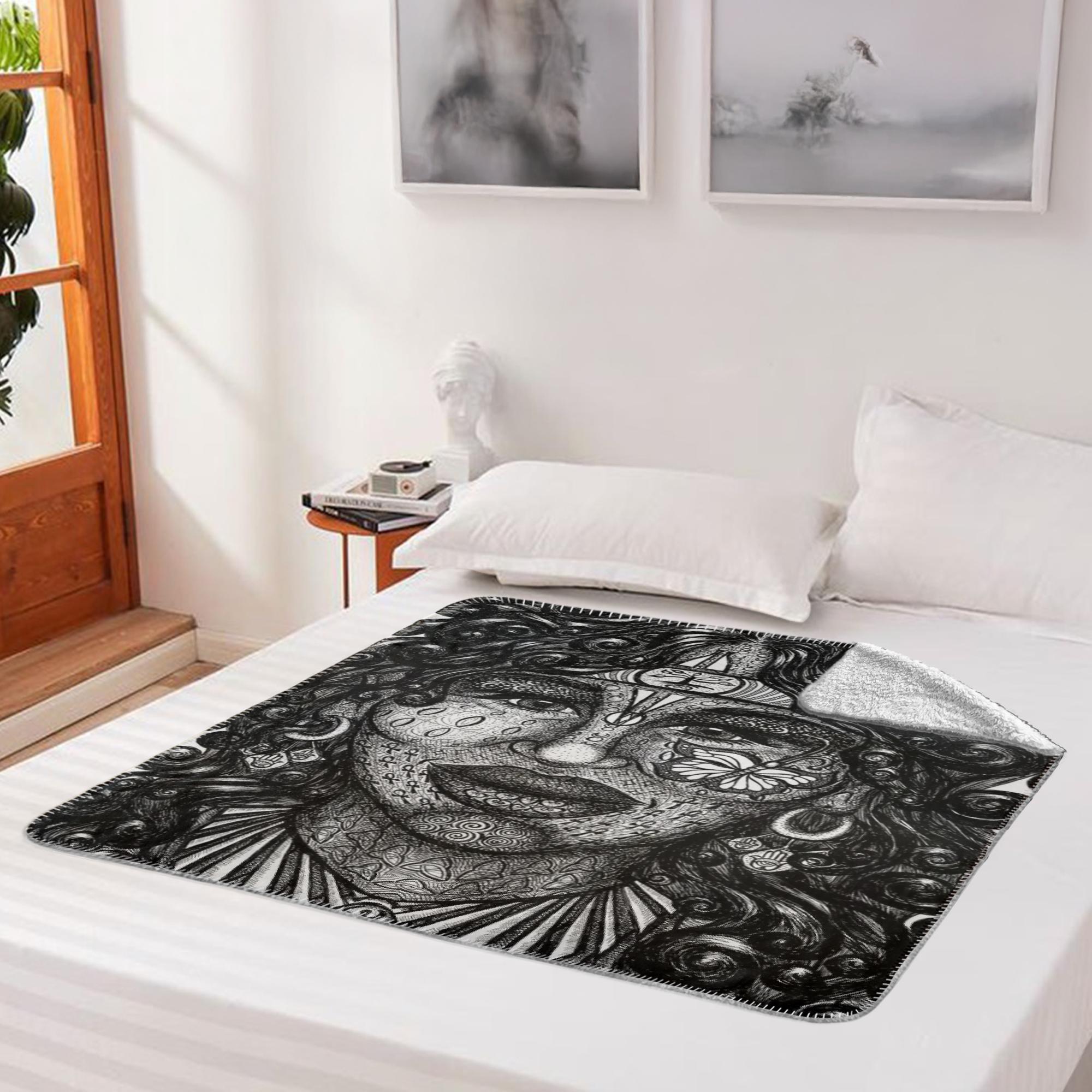 the-wisdom-keeper-of-determination-black-white-fleece-sherpa-blanket – Wisdom Keepers