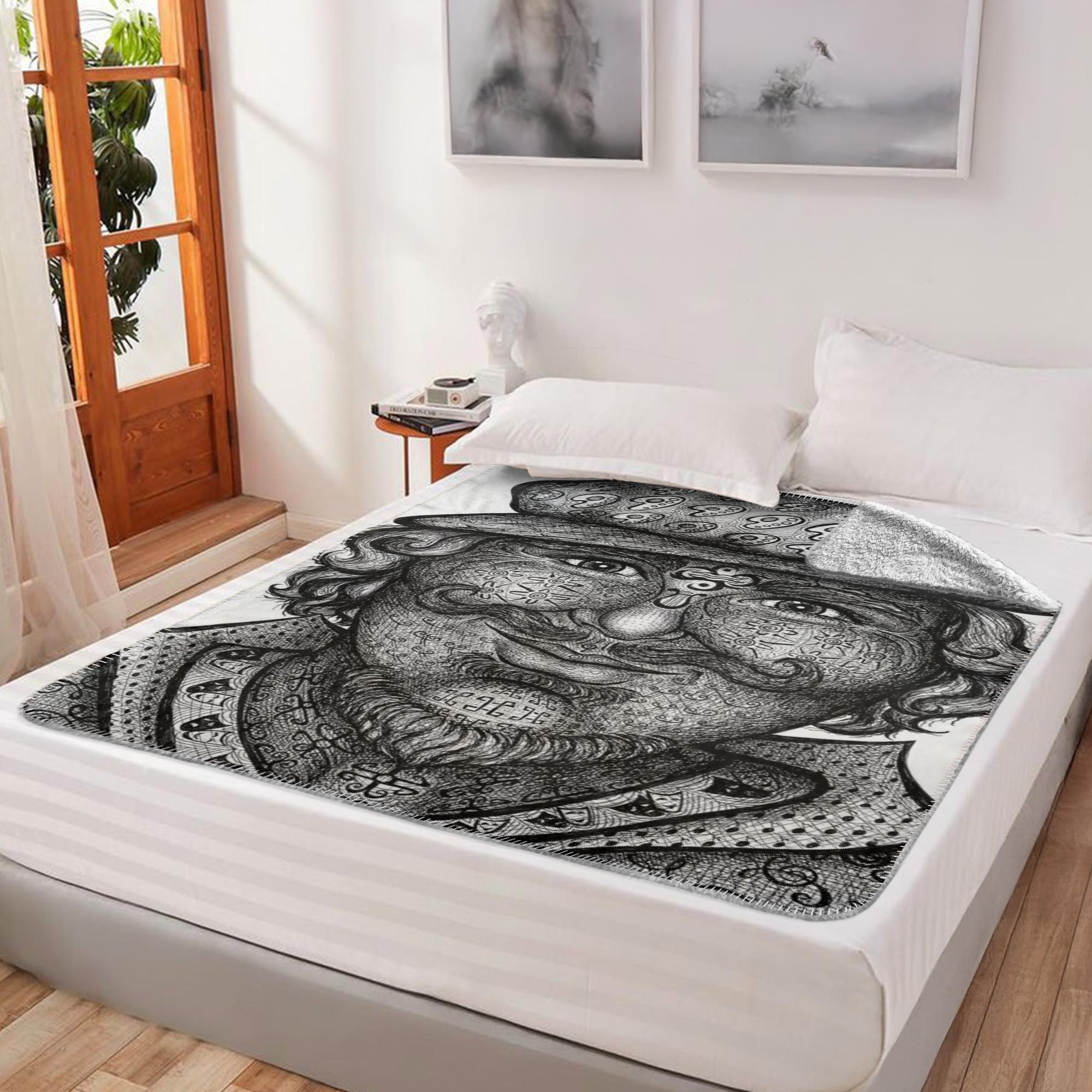 the-wisdom-keeper-of-artfulness-black-white-fleece-sherpa-blanket – Wisdom Keepers