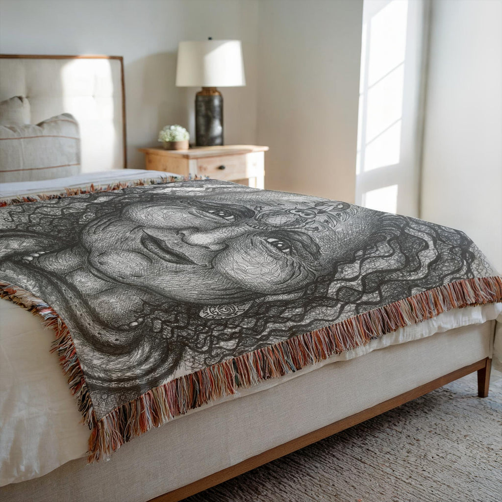 the-wisdom-keeper-of-resourcefulness-wisdom-black-white-woven-blanket – Wisdom Keepers